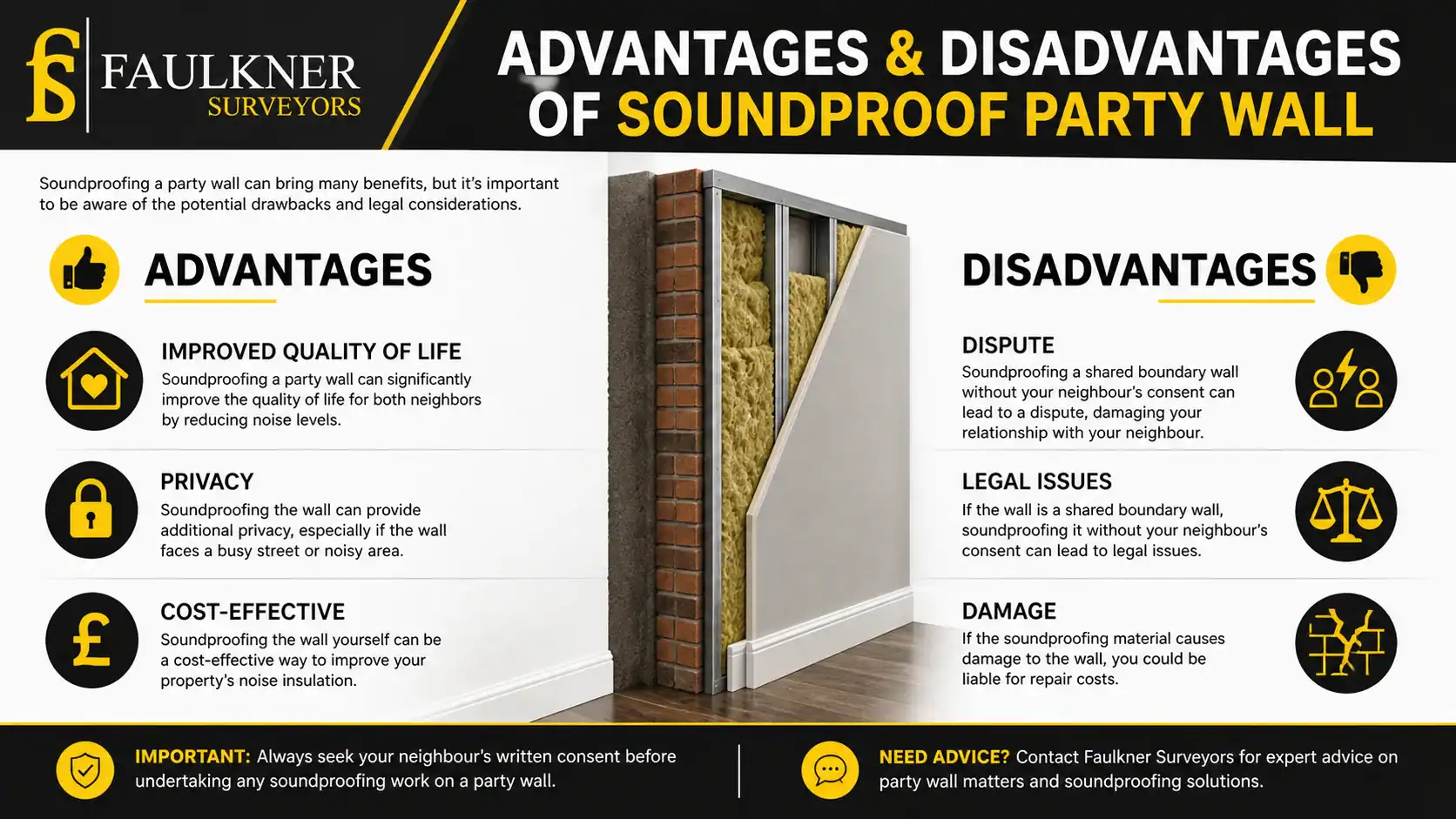 Can you soundproof a Party wall? 2 Advantages and Disadvantages of Soundproof Party Wall Bury-st-Edmunds